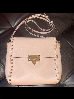 Valentino Garavani Rock Stud Leather Crossbody Bag with Gold Hardware